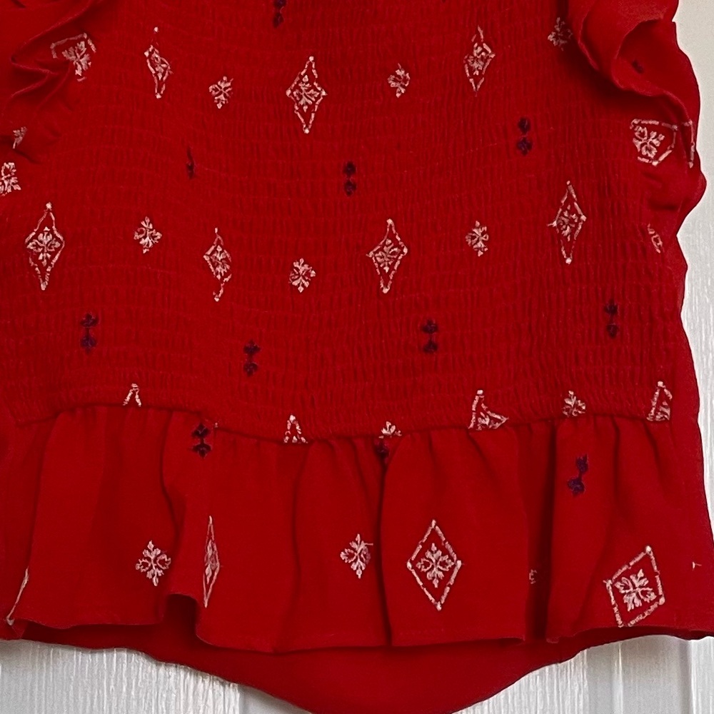 3/$25! Red Ruffle Blouse - Picture 5 of 5